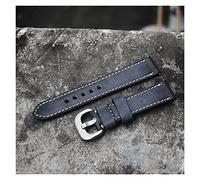 HASGTFM Retro banda de reloj a mano 20 mm 22 mm 24 mm Vintage reloj de cuero de la banda de la banda de la correa de la muñeca D la hebilla apta for Panerai(Schwarz,22mm)