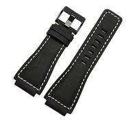 HASGTFM Serie de banda de reloj de cuero italiano de 33 * 24mm convexo. Br01 br03 Correa reloj de reloj banda brazalete ross goma hombre apto for campana(Black black,Black clasp)