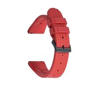 HASGTFM Suelte Fluoro Goma Reloj Banda Waffle 2 2mm Mira la correa Ajuste for el buceo Seiko Pulsera impermeable Accesorios de reemplazo(Red Black)