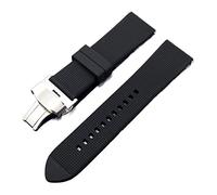 HASGTFM Universal Silicone Watchban Butterfly Bankle Buckle Store Strap Binst Binst Binst Binst Bindo de muñeca 18 mm 20 mm 22 mm for hombres Mujeres(Schwarz,22mm)
