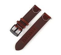 HASGTFM Vintage Nylon + cuero reloj de reloj 20 mm 22 mm 24 mm liberación rápida Correas de reloj de cuero Ajuste de reemplazo for Samsung S2 / S3(Brown,22mm)