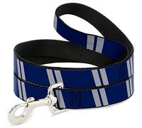 Hash Mark Stripe - Correa para Mascotas (Doble Raya), Color Azul Marino y Plateado