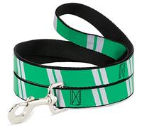 Hash Mark Stripe - Correa para Mascotas (Doble Raya), Color Verde y Plateado