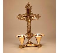 Hashcart Crucifijo católico con Soporte para Velas, decoración de Jesús (6 Pulgadas) Estatua y Figura de Jesucristo para decoración de Mesa, decoración católica para decoración de Oficina en casa