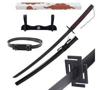 Hashiman Katana Bleach - Réplica Sable Manga Anime + Soporte Espada de Madera + Cinturón - Juguete Cosplay Catana Japonesa Niños Adultos Juego Disfraces (Ichigo Kurosaki Bankai Tensa Zangetsu)