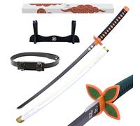 Hashiman Katana Demon Réplica Manga Sable + Soporte Espada Madera + Cinturón - Catana Japonés Cosplay Decoración Juguete Niño Adulto - Juego de disfraz Deco Ninja (Shinobu Kocho 2)