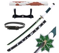 Hashiman Katana Demon - Réplica Sable Manga Anime + Soporte Espada de Madera + Cinturón - Juguete Cosplay Catana Japonesa Niños Adultos - Juego Disfraces Ninja (Sanemi Shinazugawa)