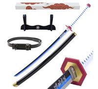 Hashiman Katana Demon - Réplica Sable Manga Anime + Soporte Espada de Madera + Cinturón - Juguete Cosplay Catana Japonesa Niños Adultos - Juego Disfraces Ninja (Tomioka Giwu)