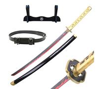 Hashiman Katana Demon - Réplica Sable Manga Anime + Soporte Espada de Madera + Cinturón - Juguete Cosplay Catana Japonesa Niños Adultos - Juego Disfraces Ninja (Yoriichi Tsugikuni)