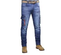 HASHOOB TRADING FZE Pantalones de Trabajo para Hombre Vaqueros para Hombre múltiples Bolsillos (Azul1-30WX32L)