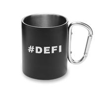 Hashtag DEFI Decentralized Finance - Taza de metal con mango de mosquetón, taza de camping
