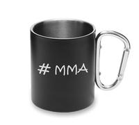 Hashtag MMA - Taza de metal para artes marciales mixtas, mango de mosquetón, taza de camping