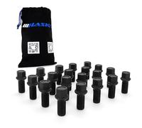 HASKYY 20 tornillos de rueda, M14 x 1,5 x 27 mm, R13, negro I compatible con Audi, Volkswagen, Seat y Skoda, incluye bolsa