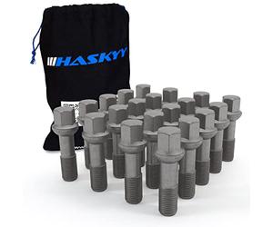HASKYY 20 tornillos de rueda M14 x 1,5 x 45 mm con pernos de rueda DACHROMET, cabezal R14 + bolsa para tornillos de rueda