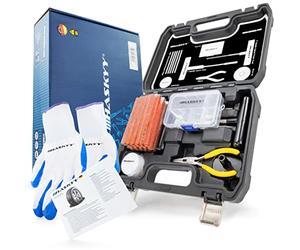 HASKYY 60 piezas. Juego profesional de reparación de neumáticos I Juego para automóviles, camiones, motocicletas, QUAD, cuatriciclos, tractores, coches I incl. manual en 5 Idiomas
