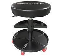 HASKYY Asiento de la mecánica con el Almacenamiento Negro I Taburete de Neumático I | ø38, 5 cm | 2 estantes | 390-520mm