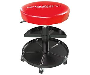 HASKYY Asiento de la mecánica con el Almacenamiento Rojo I Taburete de Neumático I | ø38, 5 cm | 2 estantes | 390-520mm