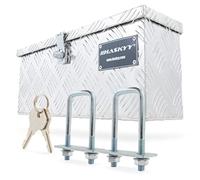 HASKYY Caja de transporte Caja de Herramientas de aluminio Caja de remolque 485 x 140 x 200 mm asa Lateral y Llaves Seguridad, a Remolque, Camioneta, Autocaravana