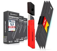 HASKYY Cuchillas de cúter con hojas desprendibles, cuchillas de repuesto 120x cuchillas SK5 de 18mm de acero al carbono para cúter de alfombras - Cuchillas de cúter - Negro - extremadamente afiladas