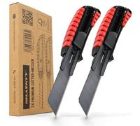 HASKYY - Cúter universal profesional, juego de 2 cuchillos cúter con cuchilla de 18 mm extra afilada SK5, cuerpo ergonómicamente diseñado con ranuras de goma y cambio de cuchilla seguro
