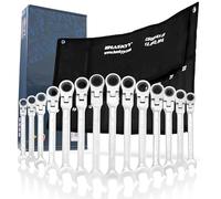 HASKYY Juego de 14 llaves de trinquete articuladas Juego de llaves mixtas 8-22 mm