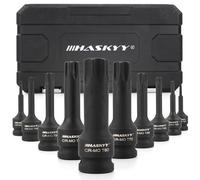 HASKYY Juego de llaves de impacto de 1/2 pulgadas T20-T80 Torx, 10 piezas, juego de llaves de vaso Torx, juego de llaves de vaso Torx, para coche, mantenimiento de frenos y herramientas de reparación