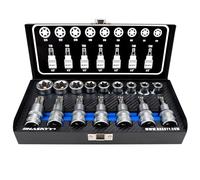HASKYY Juego de llaves de vaso I Juego de puntas multiusos Torx I T30-T70 55mm de largo I E10-E20 39mm de largo