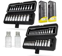 HASKYY Juego de llaves de vaso Torx XZN de 24 piezas, T8-T70 y M4-M18, 1/4", 3/8" 1/2"