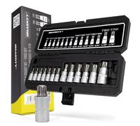 HASKYY Juego de llaves tubulares Torx T8 - T70 Torx, insertos interiores, llaves de vaso con perfil en T, juego de tuercas Torx para llave dinamométrica - 1/4 pulgadas, 3/8 pulgadas 1/2 pulgadas, 14