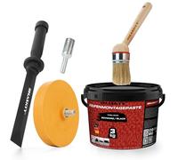 HASKYY Juego de pasta de montaje para neumáticos de 3 kg, color negro, con cepillo para montaje de neumáticos, raspador limpiador, goma de borrar con adaptador, juego universal ideal para montaje y