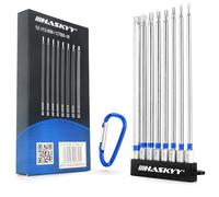 HASKYY Juego de Puntas Torx 150 mm 8 Puntas Torx Largas Magnéticas de Acero S2, T8-T40, Vástago Hexagonal 1/4", para Atornillador, Taladro, Coche, Moto y Bicicleta