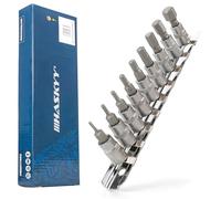 HASKYY Juego Vasos Hexagonales 1/4" H2-H10 Puntas Allen, Bits Hexagonales, Set para Destornillador y Llave de Vaso 9 piezas