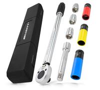 HASKYY Llave Dinamométrica Profesional 1/2" I 28-210 NM I Llave de Torque I Juego de Llaves de Vaso de Impacto 17 19 21mm I Acero al Cromo vanadio