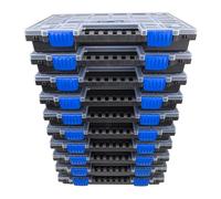 HASKYY Maletín surtido, 10 organizadores XL, divididos y apilables, 345 x 249 x 50 mm, caja de herramientas con tornillos, compartimentos