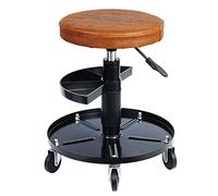 Haskyy - Taburete de Taller con Ruedas, Altura 430-580 mm, diámetro 40 cm, Revestimiento de Gel, para Taller, 135 kg, 2 estantes