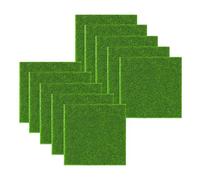 HASLED 10 Piezas Mini Césped Artificial 15x15 cm - Tapetes Jardinería Realista Rollos de Cesped Artificial para Decoración, Casa Muñecas, Terrarios y DIY
