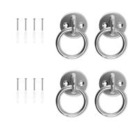 HASLED Juego de 4 placas de ojo de acero inoxidable 304 para caballos, diámetro de 6 mm, tabla de ojos redonda con anillo, para establo de caballos, yoga, gimnasio