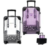 HASLED Maleta de Viaje en Miniatura, 2 Piezas Transparente y Morada, Soporte Móvil, Regalo para Viajeros, Organizador de Joyas y Accesorios