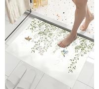 HASLEFND Alfombra con Estampado de Ramas de Sauce y pájaros, 90 x 150 cm, Alfombra de Pasillo, Larga, Estilo Chino Sencillo, Antideslizante, Lavable, para salón, Pasillo, para Dormitorio,Verde Claro