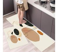 HASLEFND Alfombra de Cocina Minimalismo Líneas y círculos 2 Piezas, Alfombrillas de Cocinas Lavables para Suelo, Suaves Alfombrillas de Cocina Antideslizantes 40x60+40x120cm