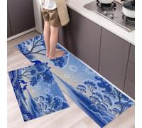 HASLEFND Alfombra de Cocina Paisaje Abstracto Árboles de Canguro Cielo Nocturno 2 Piezas, Alfombrillas de Cocinas Lavables para Suelo, Suaves Alfombrillas de Cocina Antideslizantes 50x80+50x150cm
