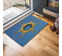 HASLEFND Alfombra Entrada Amarillo Azul Antideslizante Lavables en Lavadora Tapetes Habitacion BañO Cocina Exterior Tapete Arte Abstracto Formas geométricas Pelo Corto Carpete 60 x 90 cm