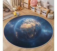 HASLEFND Alfombra Estilo De Ciencia Ficción Espacial La Tierra En El Espacio 160cm, Lavable a máquina, Antideslizante, Pelo bajo, no desprende Pelusa, para Dormitorio, Azul