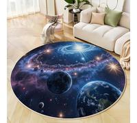 HASLEFND Alfombra Estilo del Universo fantástico Planeta Nebulosa Luminosa 80cm, Lavable a máquina, Antideslizante, Pelo bajo, no desprende Pelusa, para Dormitorio, Cuarto de bebé, salón, Azul Oscuro