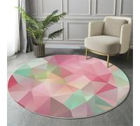 HASLEFND Alfombras Redondas Rosa 160cm Alfombra Salon Antideslizante Alfombras Lavables en Lavadora Alfombra Habitacion Arte geométrico Triángulo de Baja poligonalidad Tapete Quarto Pelo Corto