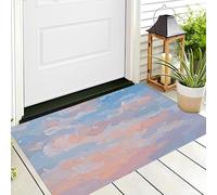 HASLEFND Around Felpudo Estilo de curación Abstracto Textura de Nubes para el hogar, decoración de la Vida,Alfombrillas de Regalo de Interior Ideas 45 x 75 cm Lavable a máquina Azul Claro