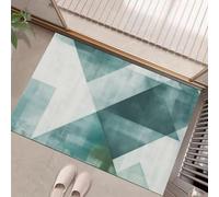 HASLEFND Around Felpudo Geometría Abstracta Bloque de Color cuadrilátero para el hogar, alfombras para el hogar, Alfombrillas de Regalo de Interior Ideas 60 x 90 cm Lavable a máquina Azul Verdoso