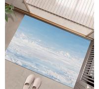 HASLEFND Around Felpudo Paisaje Minimalista Cielo de Glaciar Blanco para el hogar, decoración de la Vida,Alfombrillas de Regalo de Interior Ideas 40 x 60 cm Lavable a máquina Azul Claro