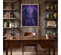 HASLEFND Arte mural en lienzo Estilo de animales fantásticos, Impresión en lienzo El lobo blanco se mira fijamente Púrpura, Impresiones artísticas Para Dormitorio Sala de Estar Despacho Sala,