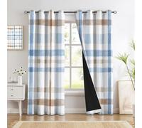 HASLEFND Cortinas Opacas 240 con Estilo Pastoral Fresco Patrón a Cuadros de Acuarela Azul Claro para Dormitorio y Sala de Estar, Modernas y Elegantes,Aislamiento térmico y protección de la privacidad
